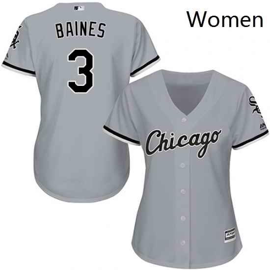 Womens Majestic Chicago White Sox 3 Harold Baines Authentic Grey Road Cool Base MLB Jersey